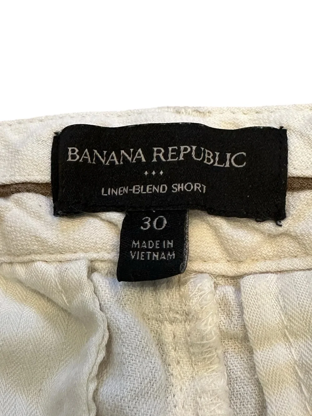 Banana Republic Cream White Linen-Blend Bermuda Shorts